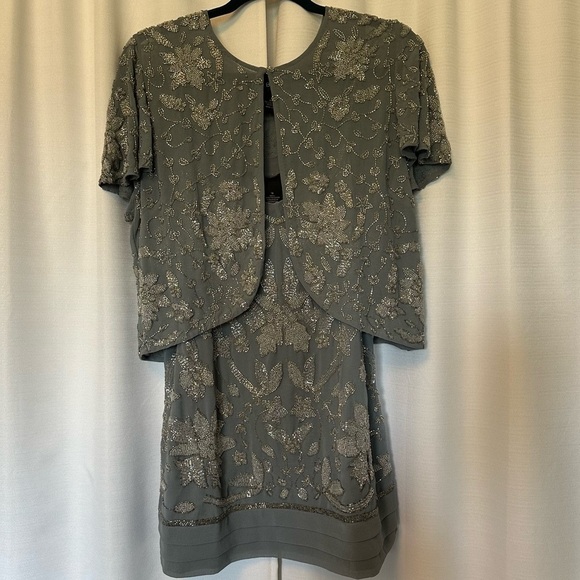 New NWT Lane Bryant Twinset Cardigan Tank Top Beaded Embellishment Blue 14 16 - Picture 3 of 16